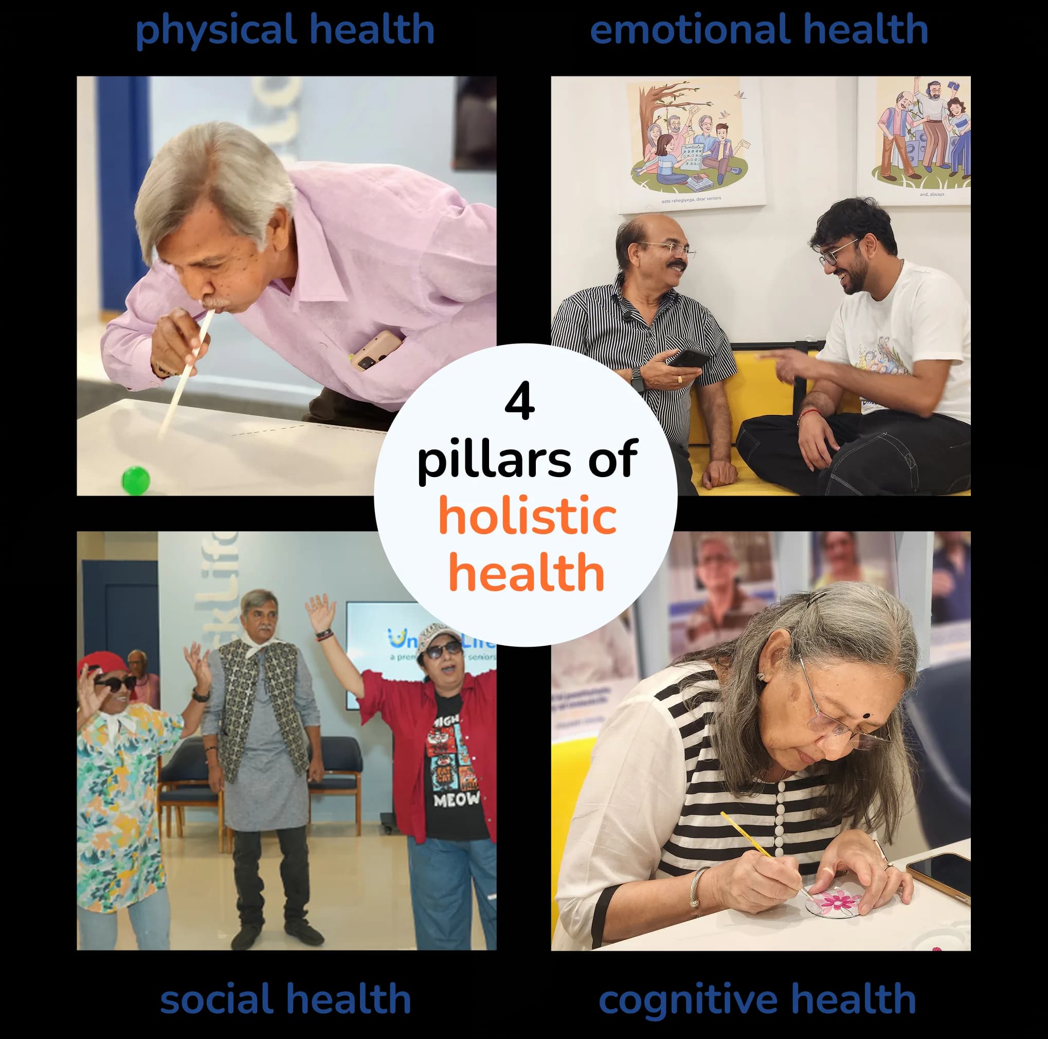 4 pillars of holistic health - physical, emotional, social, cognitive